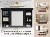 35'' x 28'' Black Wall Mounted Bathroom Storage with Mirror Door, Modern Bathroom Wall N710P196545B