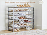 Decorative Gunmetal Grey Wood and Metal Shoe Rack 34991114