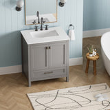 30" Bathroom Vanity with Sink Combo, Fully Assembled Bathroom Sink Cabinet with Marble Countertop, W1573P237850