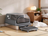 XXL Stainless Steel Cat Litter Box, Enclosed Design with Flip Lid & High Sides, Includes Step, Metal 62719984