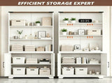 Barn door 3-tier steel display case, 69.7 31.5 15.4 inches, off-white with contrasting wood 06230344