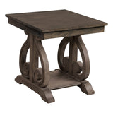 Classic Traditional End Table with Bottom Shelf Dark Oak Finish Scrolled Base Support 1pc Wooden B011P175451