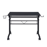 ZUN Rolling Writing Desk with Height Adjustable Desktop and Moveable Shelf, Black 62324553