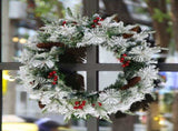 2 Pack 18in Pre-lit Snow Flocked Christmas Wreath, Lighted Artificial Xmas Wreath with 60 Warm 97206067