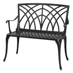 ZUN 38in Outdoor Orchid Back Aluminum Bench Black 43199570