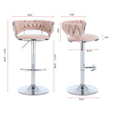 Set of 2 Bar Stools,with Chrome Footrest and Base Swivel Height Adjustable Mechanical Lifting Velvet W1249P247740