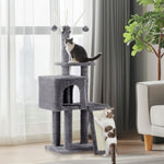 ZUN 49 inch Cat Tree Cat Tower for Indoor Cats, Cat House with Padded Platform Bed, Toy Balls, Large 87087030