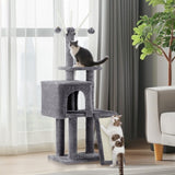 ZUN 49 inch Cat Tree Cat Tower for Indoor Cats, Cat House with Padded Platform Bed, Toy Balls, Large 87087030