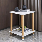 ZUN 2-Piece White+Oak Side Table , 2-Tier Space End Table ,Modern Night Stand, Sofa table, Side Table 88429207