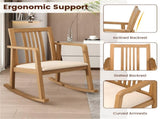 Solid Rubber Wood Rocking Chair, 400 LBS Weight Capacity Indoor Lounge Chair with Linen 96856936