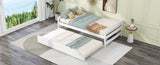 Twin Size Platform Bed with Twin Size Trundle, White WF313279AAK