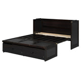 Full Size Murphy Bed with USB Port and a Large Drawer, Espresso N708P205903P