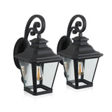 Outdoor Wall Lanterns 2-Pack, Black Waterproof Wall Sconce with Clear Glass Panels, Vintage Exterior W1340P239404