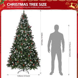 7.5 FT Pre-lit Artificial Snow Tipped Christmas Tree, Hinged Xmas Pine Tree with 1368 Branch Tips, 84208916