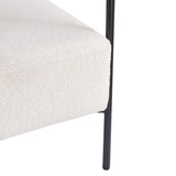 Modern Boucle Fabric Upholstered Accent Chair, Curved Armchair with Black Metal Frame, White N765P236503W