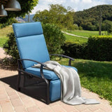 ZUN Adjustable Patio Recliner Chair Metal Outdoor Lounge Chair with Flip Table Push Back, Adjustable W1859P196390