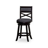 24" Counter Height X-Back Swivel Stool, Espresso Finish, Charcoal Fabric Seat B04660714