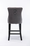 Contemporary Velvet Upholstered Barstools with Button Tufted Decoration and Wooden Legs, and Chrome W1143P177251