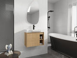 28'' Wall-Mounted Bathroom Vanity with White Ceramic Sink & Soft-Close Door, KD-Packing, W999P556325