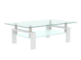 Glass Coffee Table, 38.6" Modern Rectangle Side Center Tables with Clear Tempered Glass Top for 39590682