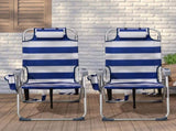 63*70*99cm Heightened Oxford Cloth Silver White Aluminum Tube Bearing 100kg Beach Chair Blue Stripes 53561346
