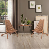 ZUN Wood Folding Chair for Outdoor, Low Profile Acacia Wood Lounge Chair for Balcony Porch Backyard 94352873