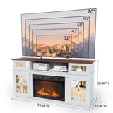 White Media Console with Mirror Doors - 60" TV Stand for 23" Fireplace, 2 Doors, 2 Drawers & 27312652
