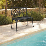 ZUN 38in Outdoor Orchid Back Aluminum Bench Black 43199570