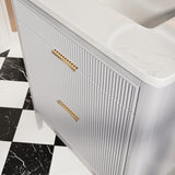 Fully Assembled 30'' Grey Freestanding Single Sink Bathroom Vanity with 2 Handle Sets and Engineered W1826P308972