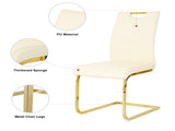 Modern Light Yellow PU dining chair Living room chair Upholstered chair, gold metal chair leg W210P179895