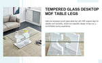 ZUN A rectangular modern and fashionable coffee table with tempered glass tabletop and white MDF legs. W1512P245588