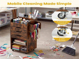 Rolling Craft Storage Cart with 3 Drawers & Adjustable Shelves, Mobile Wrapping Paper Organizer with 90879404