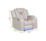 LED & Power Recliner Chair Made With Faux Leather in Ice 659436190283