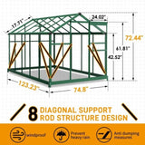 6x10ft Hybrid Polycarbonate Greenhouse Green 00080717