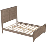 ZUN Farmhouse Wooden Platform Full Size Bed with Panel Design Headboard and Footboard for Teenager, Ash WF530026AAD