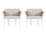 Outdoor Dining Chair Set of 2 ,White Aluminum Frame with Beige Cushion, 300lbs Capacity, All-Weather N779P368549W