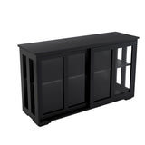 Kitchen Storage Stand Cupboard With Glass Door-Black 69919750
