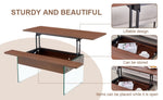 ZUN Multifunctional Lift Top Coffee Table -Dark Wood Color Grain Sticker, Essential for Modern W2920P226074