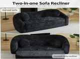 86-inch Curved Convertible Sofa Recliner, 2-in-1 Frameless Folding Sofa Bed with Pull-Out Base and W3505P452820