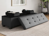 Ottoman with Storage Bench, 43-inch Storage Ottoman, Leather, Gray 09802692