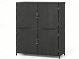 Outdoor PE Rattan Storage Cabinet with Adjustable Shelves, Anti-Tip Garden Tool Storage Shed for 42458503