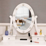 ZUN With Light Bulb Single Mirror 5 Drawer Dressing Table White=39757282,61588080 60709581