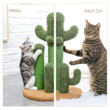 ZUN Cat Scratching Post Cactus Cat Scratcher Featuring with 3 Scratching Poles and Interactive Dangling 56580340