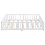 ZUN Queen Size Floor Bed with Door,Solid Wood Platform Bed Frame with Fence,Suitable for children,Pine W495123244