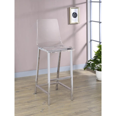 ZUN Clear and Chrome Bar Stools B062P145576