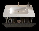 U058-Etna36W-308 Etna 36" Striped Brushed Black Oak Floating Bathroom Vanity with White Ceramic W1865P218041