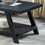 Athens Contemporary Replicated Wood Shelf Coffee Table in Black Finish T2574P164642