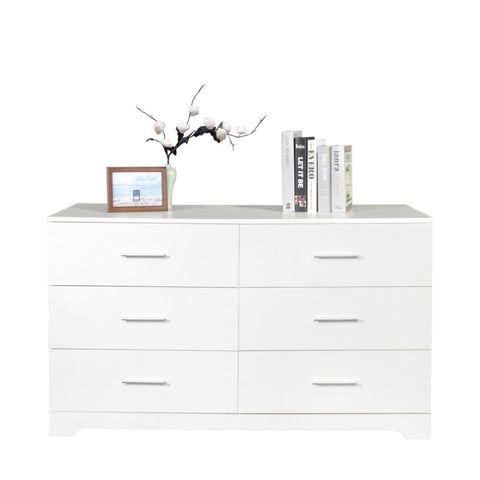 ZUN FCH 6 Drawer Double Dresser for Bedroom, Wide Storage Cabinet for Living Room Home Entryway, White 91140826