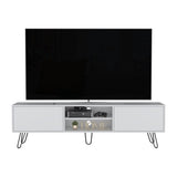 Waco TV Rack, Hairpin Stand with Spacious Storage and Cable Management Holes, White B097P167462