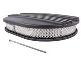 12" Oval Black Aluminum Half Finned Air Cleaner Assembly for Chevy Ford 5-1/8" Carb 60520274